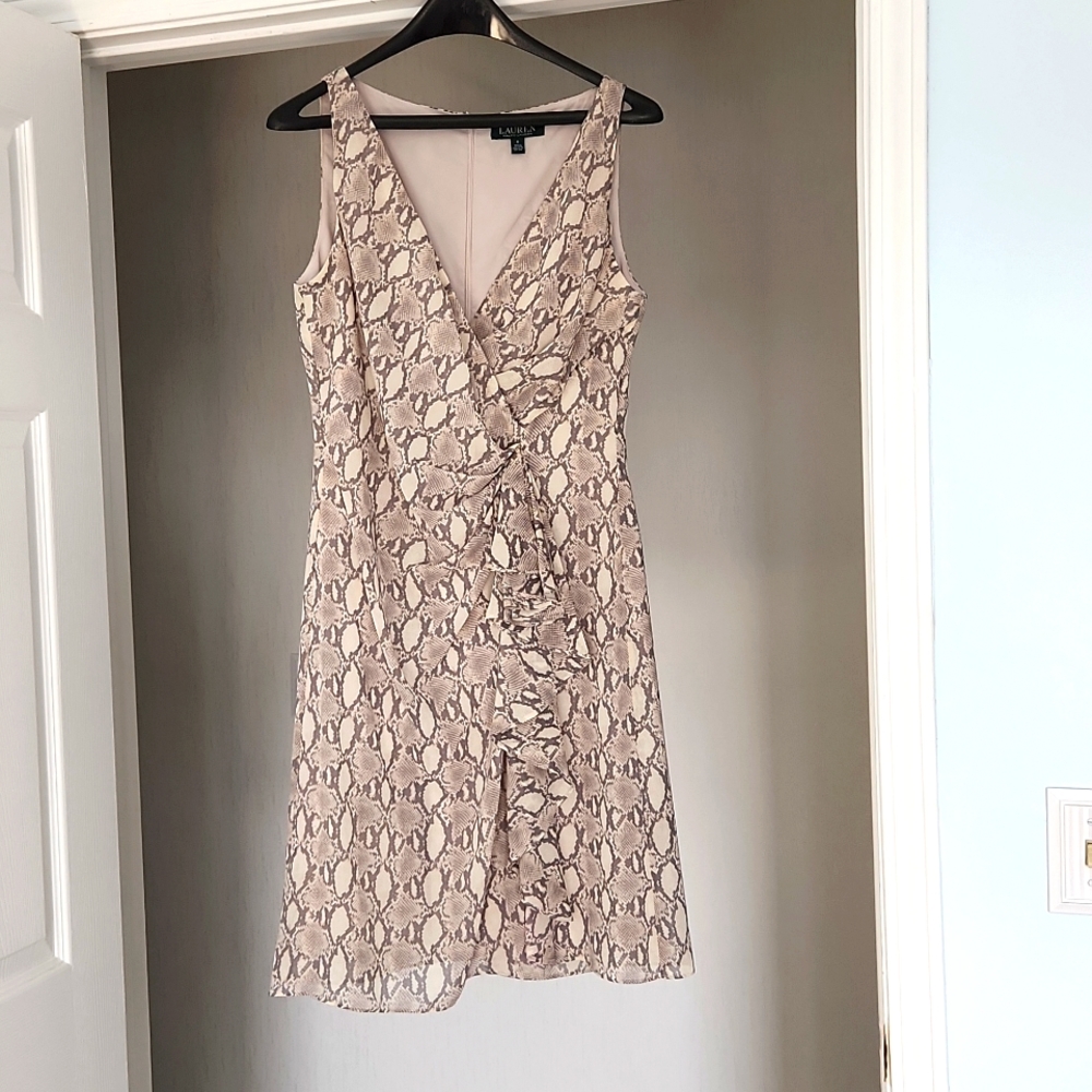Ralph Lauren ruffled, sleeveless dress.